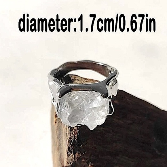 STERLING SILVER IRREGULAR CRYSTAL STONE RING - Picture 9 of 9